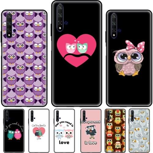 Owl Cute lovers Kawaii Cartoon For Huawei Y3 Y5 Y6 Y7 2017 2018 Y9 Prime 2019 Y7A Y5P Y6P 2020 Nova 5T 2 3 i Phone Case