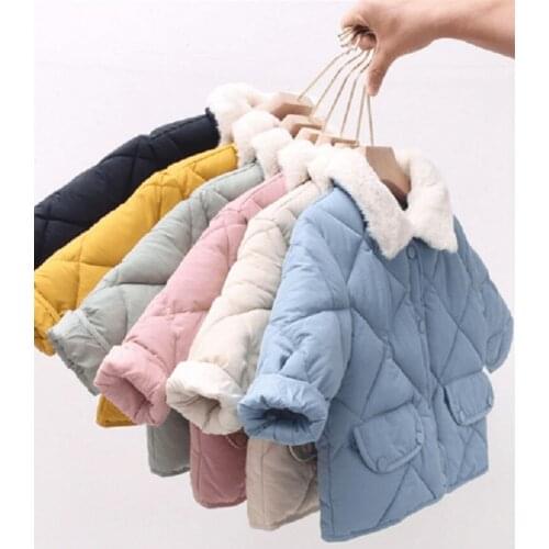 Fashion Baby Girl Winter Jacket Thick Cotton Padded Infant Toddler Fur Collar Coat Solid Color Snow Suit Warm Baby Clothes 1-10Y