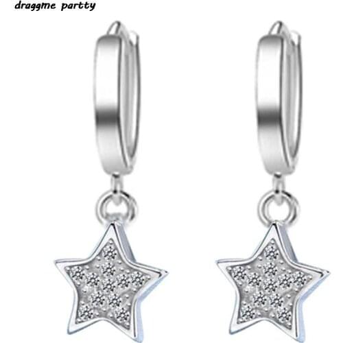 Fashion Crystal Pentagram Earrings For Women Girl Zircon Star Earring Jewelry Charm Gift