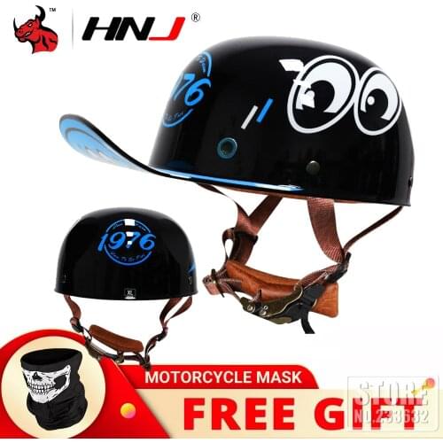 HNJ Motorcycle Helmet Vintage Retro Half Face Scooter Men Moto Helmet Head Motobiker Chopper Protection Gear Motorbike Helmet