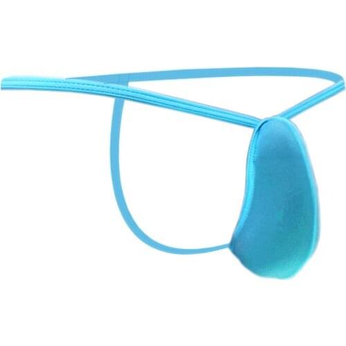 Mens Underwear Thin Ice Silk Translucent Sexy Lingerie Upturned Scrotal Pouch Thong Tretch T Back Male Panties Spurred Bikini