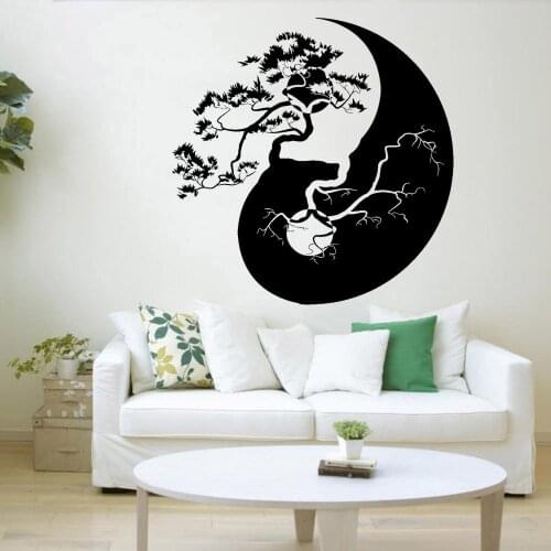 Zen Wall Decal Yin Yang Tree Asian Style Home Decoration Book Room Vinyl Living Room Interior Self-adhesive Wall Stickers Y462