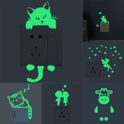 Wall Stickers Home Decoration Cartoon Light Switch Stickers Glow In The Dark Kids Room Decoration Stickers Home Decoration