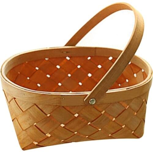 Newest Hand Woven Wood Basket Vegetable Fruit Home Daily Necessities Easter Storage Basket