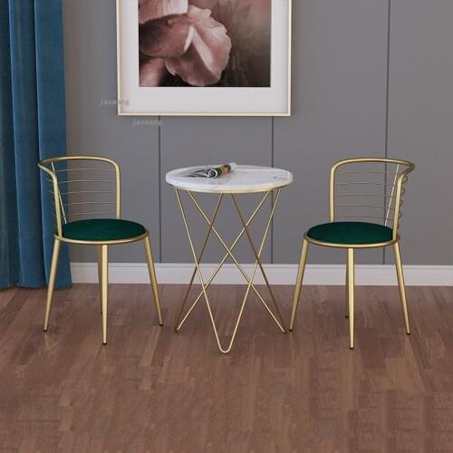 Nordic Wrought Iron Hotel Back Dining Chairs Bedroom Household Furniture Dressing Chair Simple Living Room Single Lounge Chair