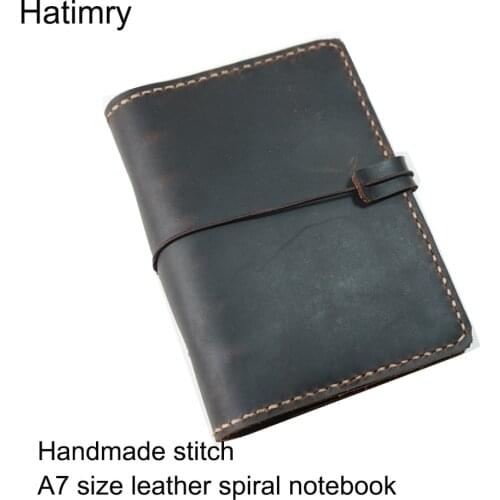 Hatimry A7 size notebook genuine leather travelers journal notebook vintage stitch books school sketch notebooks supplies