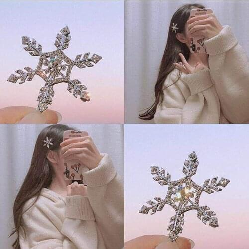2021 New Geometric Hair Clips Fashion Metal Snowflake Rhinestone Hairpin For Women Elegant Diamonds Hair Clips Hair Accessories