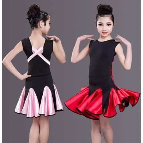 New 4 Colors Latin Dance Dress ChildrenS Girls Professional Dancing Dresses Ballroom Cha Cha Salsa Practice Clothes DL3194