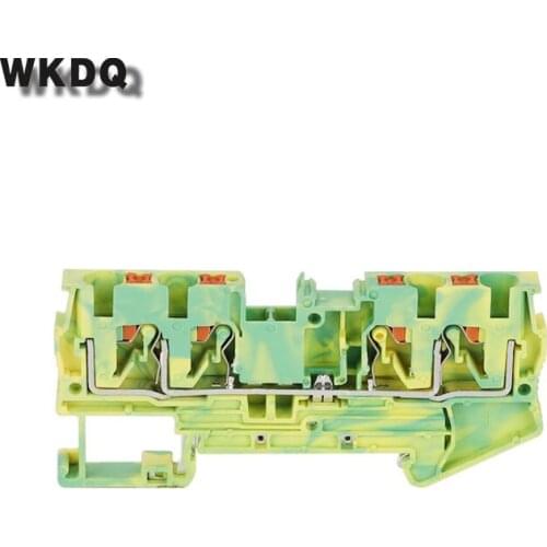 PT4-QU-PE 10Pcs Push-In Ground Double Strip Plug PT 4 QUATTRO PE Wire Electrical Connector Din Rail Terminal Block PT 4-QU-PE
