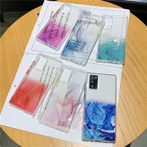 Signalshin For Samsung Note 20 S20 FE Lite S21 Plus Ultra A72 71 A52 A32 A12 Luxury Marble Transparent Phone Cases Glitter Cover