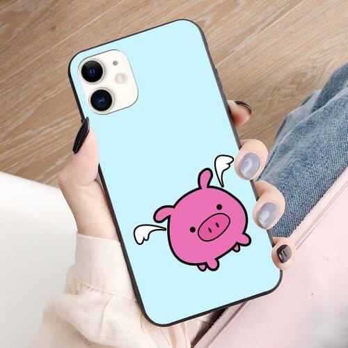 Cute Pink Flying Pig soft TPU border phone case for iphone 11PRO 11PROMAX 11 X XS XR XSMAX 6 plus 7 7plus 8 8plus cover