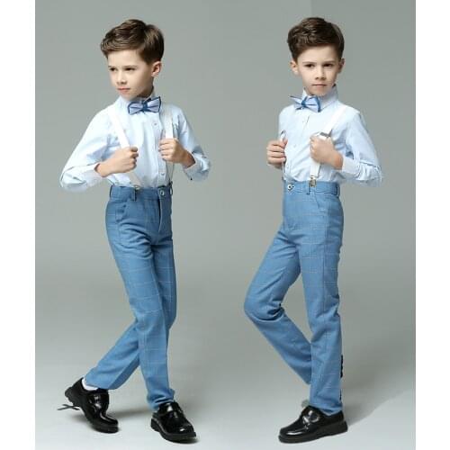 Flower Boys Wedding Suit Kids Prom Party Tuxedo Dress Formal Waistcoat Childrens Day Pinao Performance Costume school uniform