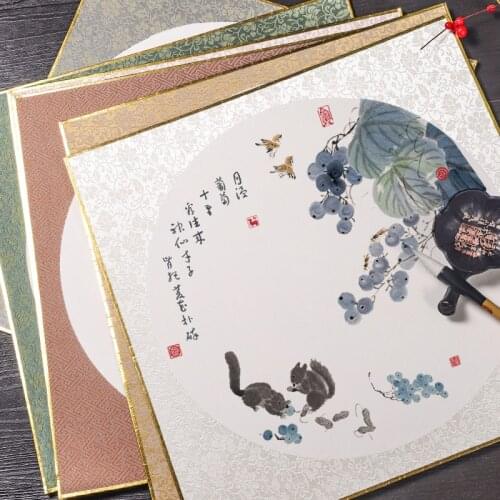 Thicken Silk Raw Xuan Paper Cards Chinese Rice Paper Card Calligraphy Watercolor Painting Lens Paper Cards Carta Di Riso 10Sheet
