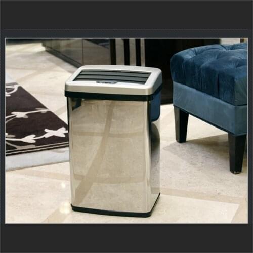 Home Hotel Stainless Steel Hi-Quality Smart Trash Can Square Automatic Infrared Sensor Ash-bin Office Intelligent Garbage Bucket