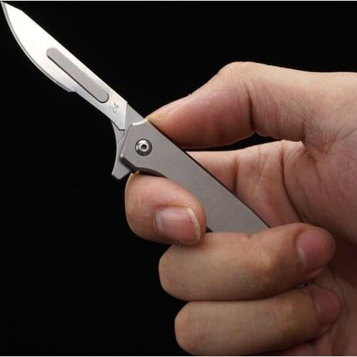 Titanium Alloy Utility Pocket Knife Mini EDC Folding Knife Fast Open Express Multifunctional Tool Free 10 Blades Dropshipping