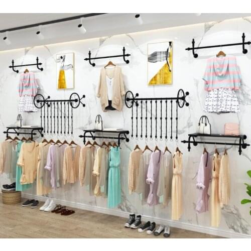 Clothing store display rack wall hanging wrought iron side hanging combination set hanger