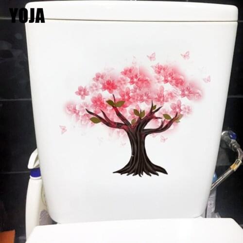 YOJA 18.9X22.4CM Creative Cartoon Bedroom Wall Sticker Decal Blooming Cherry Tree Toilet Bathroom Decor T1-1780