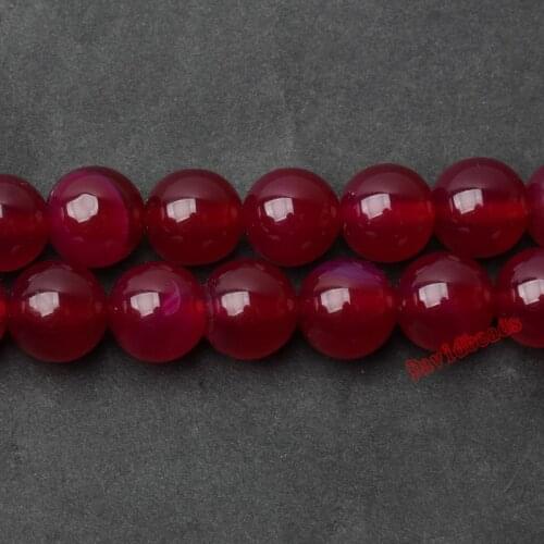 Factory price Natural Stone Smooth magenta red rose agat Loose Beads 16" Strand 6 8 10 12 MM Pick Size For Jewelry Making