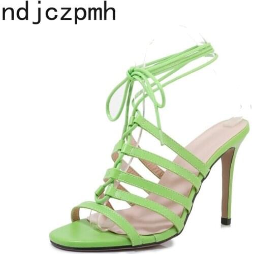 Womens Sandals Summer The New Fashion Lady Open Toe Lace Up Sexy Comfortable Thin Heels High Heel Womens Shoes Plus Size 30-50