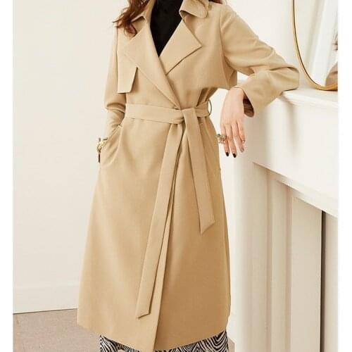 2021 New Spring Autumn Trench Coat Long Fashion British Outwear High Quality Casual Windbreaker With Belt Female Clothing Green