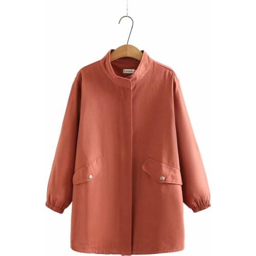 Plus size Womens trench coat 2021 NEW spting autumn zipper Womens windbreaker black caramel colour Brick red Overcoat female