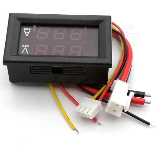 DC 0-100V 10A Digital Voltmeter Ammeter Dual Display Voltage Detector Current Meter Panel Amp Volt Gauge 0.28" Red Blue LED