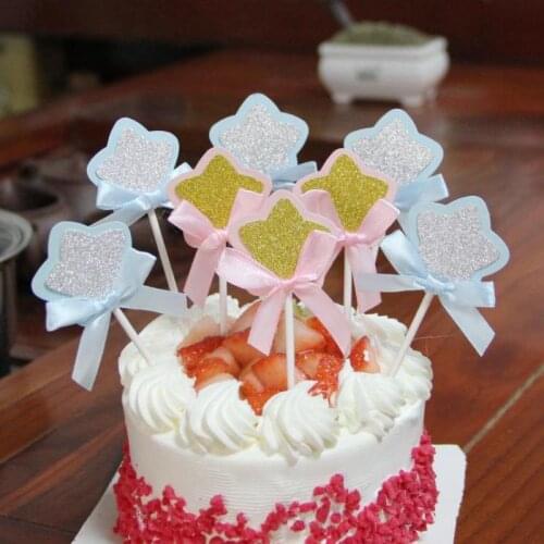 10 Sets Star Shape Cake Insert Card For Babyshower Birthday Party Decoration Cakes Topper Decoration Baking Verjaardag Cupcake