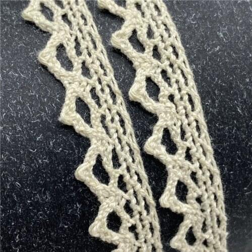 3Yards/lot 12mm Apparel Sewing Fabric Ivory Cream Trim Cotton Crocheted Lace Fabric Ribbon Handmade Accessori #08