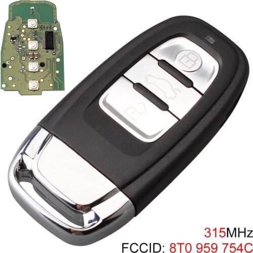 315MHz FSK 3 Buttons Smart Remote Car Key Fob 8T0959754C with ID46 Chip Keyless Entry Transmitter Automobile Key for Audi A4 Q5