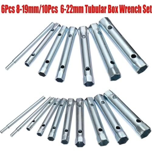 8-19mm 6-22mm 6PC/10PC Metric Tubular Box Wrench Set Tube Bar Spark-Plug Spanner Steel Double Ended for Automotive Plumb Repair