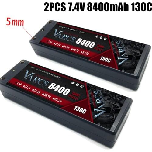 2PCS VARCS Lipo Batteries 2S 7.4V 8400mAh 130C/260C 5MM HardCase for RC 1/8 /10 Car Off-Road Buggy Truck Boats salash Parts