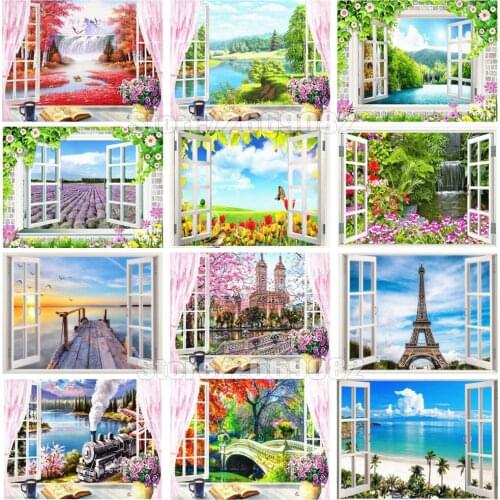 Full Square/Round Drill 5D DIY Diamond Painting Window Landscape Embroidery Cross Stitch 5D Home Decor Gift TT1832