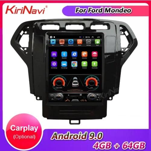KiriNavi Telsa Style Vertical Screen 10.4" Android 10.0 Car Radio GPS Navigation For Ford Mondeo Car Dvd Multimedia 2007-2010 4G