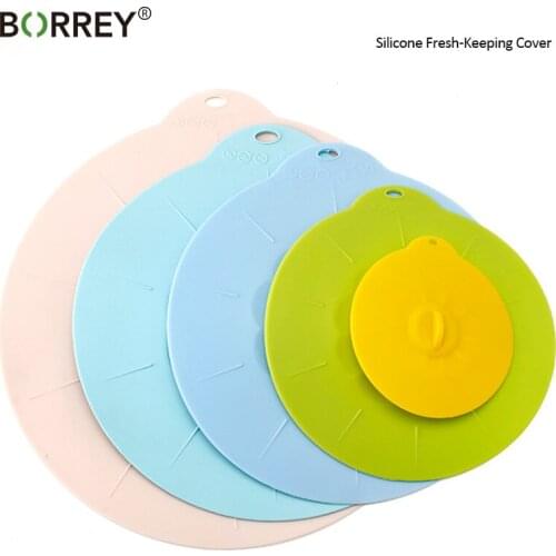 BORREY 5Pcs Reusable Silicone Food Cover Silicone microwave Stretch Lids Cover Food Kitchen Wrap Fresh Keeping Caps Saving Cover