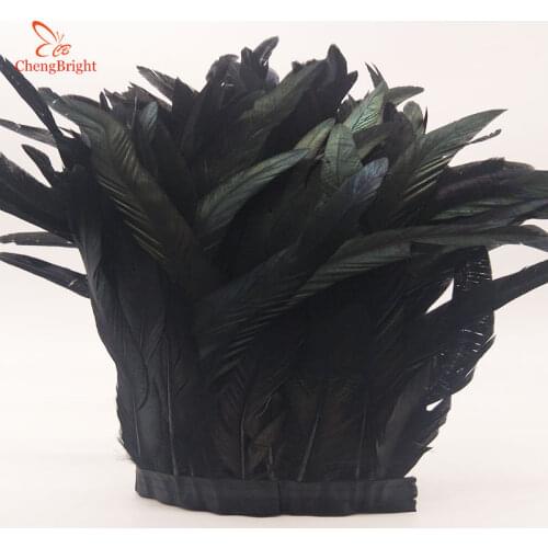 ChengBright 10 Yards Black Rooster Tail Feather Trim Coque Feather Trimming Feather For Crafts Dress Skirt Costumes Plumes DIY