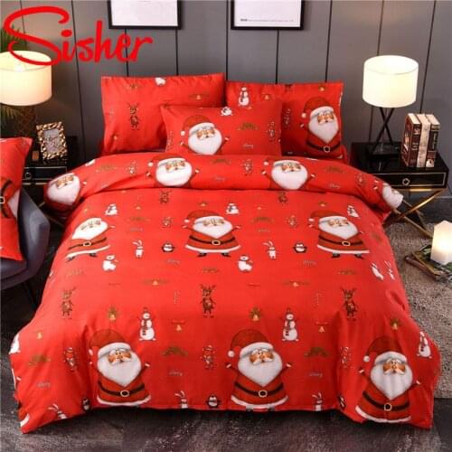 Cartoon Kids Bedding Set King Size Festival Gifts Duvet Cover Single Double Queen Merry Christmas BedClothes Quilt No Bed Sheet