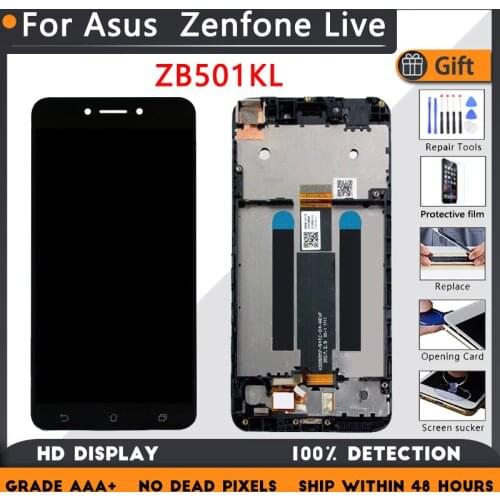 For Asus Zenfone Live ZB501KL LCD screen assembly with front case touch glass, A007 X00FD LCD Display original White Black