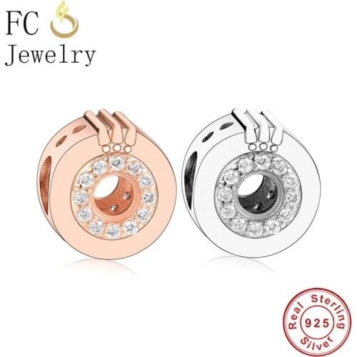 FC Jewelry Fit Original Brand Charms Bracelet 925 Sterling Silver Round O Shape Crown Bead For Making Women Berloque 2021 New