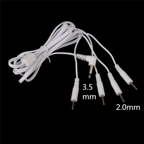 Extra Electrode Cable Line 3.5mm Jack + 2.0mm Conductive Connecting Wire for TENS EMS Unit Electrical Therapy Massager Unit