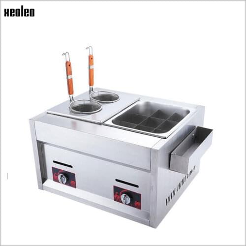 XEOLEO Oden pot Pasta cooker Two-in-one Combination Furnace Commercial Gas Oden boiled noodle soup fryer for kitchen machine