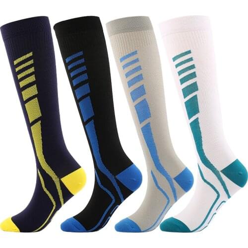 Men Women Knee Running Compression Socks Anti Slip Long Stockings Sports Socks for Marathon Jogging Cycling Football Basketball