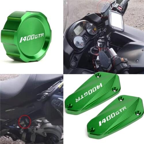 With logo gtr1400 For KAWASAKI GTR1400 GTR 1400 2012-2019 2020 Motorcycle Front Rear Fluid Reservoir Cap Cover