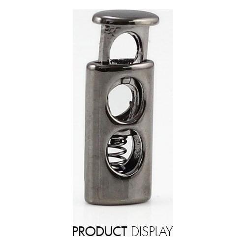 10piece Metal Stopper Toggle Black Gun Plated Cord String Locks Drawstring Stops Sewing Button with 2 Holes NK11