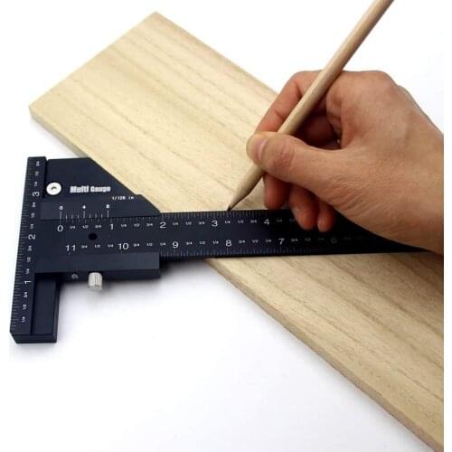 Woodworking Multifunctional Ruler Aluminum Alloy T-shaped Ruler Scribing Mark Line Gauge Carpenter Measuring Tool