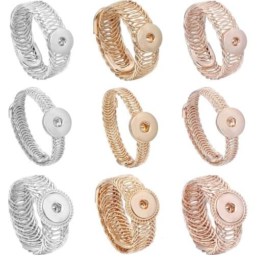Fashion DIY Snaps Button Bracelets Bangles Fit 18mm or 12mm Snaps Buttons Jewelry for Women