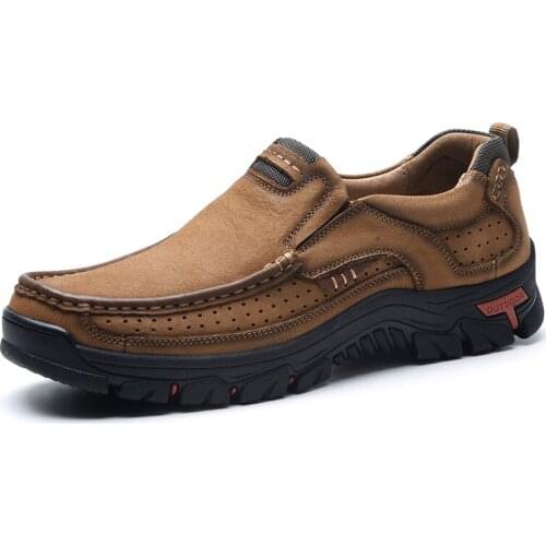 100% Genuine Leather Shoes Men Cow Leather Casual Shoes Male Outdoor High Quality Men Flats fashion slip on Man Footwear