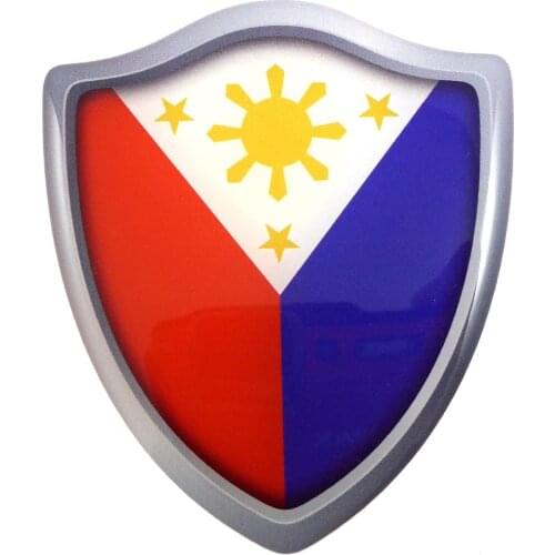 Philippine Flag Shield Hemispherical Decal 3D Look Edge Badge Resin Car Sticker Windshield Bumper Motorcycle Helmet Decal
