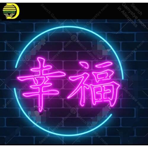 Neon light Signs chinese Hieroglyph Means Happiness Neon Bulb sign Lamp Beer Bar Pub Home Lamps Beer Bar Lamp Room Decor Night