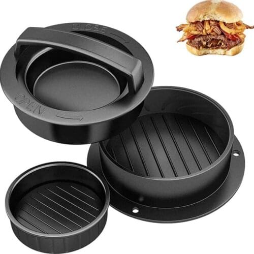 New Non-Stick Hanburger Press Mold for Burger Patty Maker 3 In 1 Round Meat Beef Grill Cutlet Mould Kitchen Gadget Burger Maker