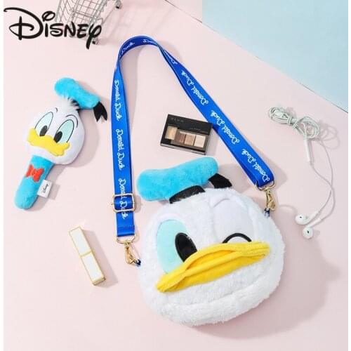 Disney New Plush Messenger Bag Cartoon Character Cute Shoulder Bag Cartoon Image Luxury Childrens Mickey Wallet Cosmetic Bag